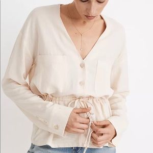 Madewell Linen Blend Drawstring Peplum